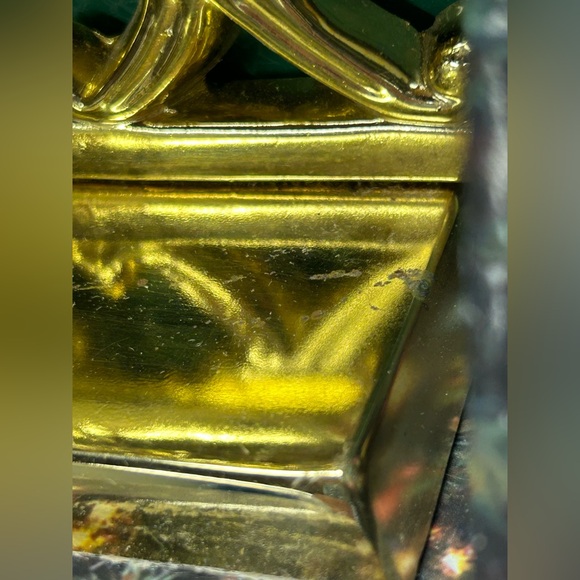 Christmas Stocking Holder Santas Sleigh Presents Shiny Gold Tone 6" New Damage - Picture 7 of 7